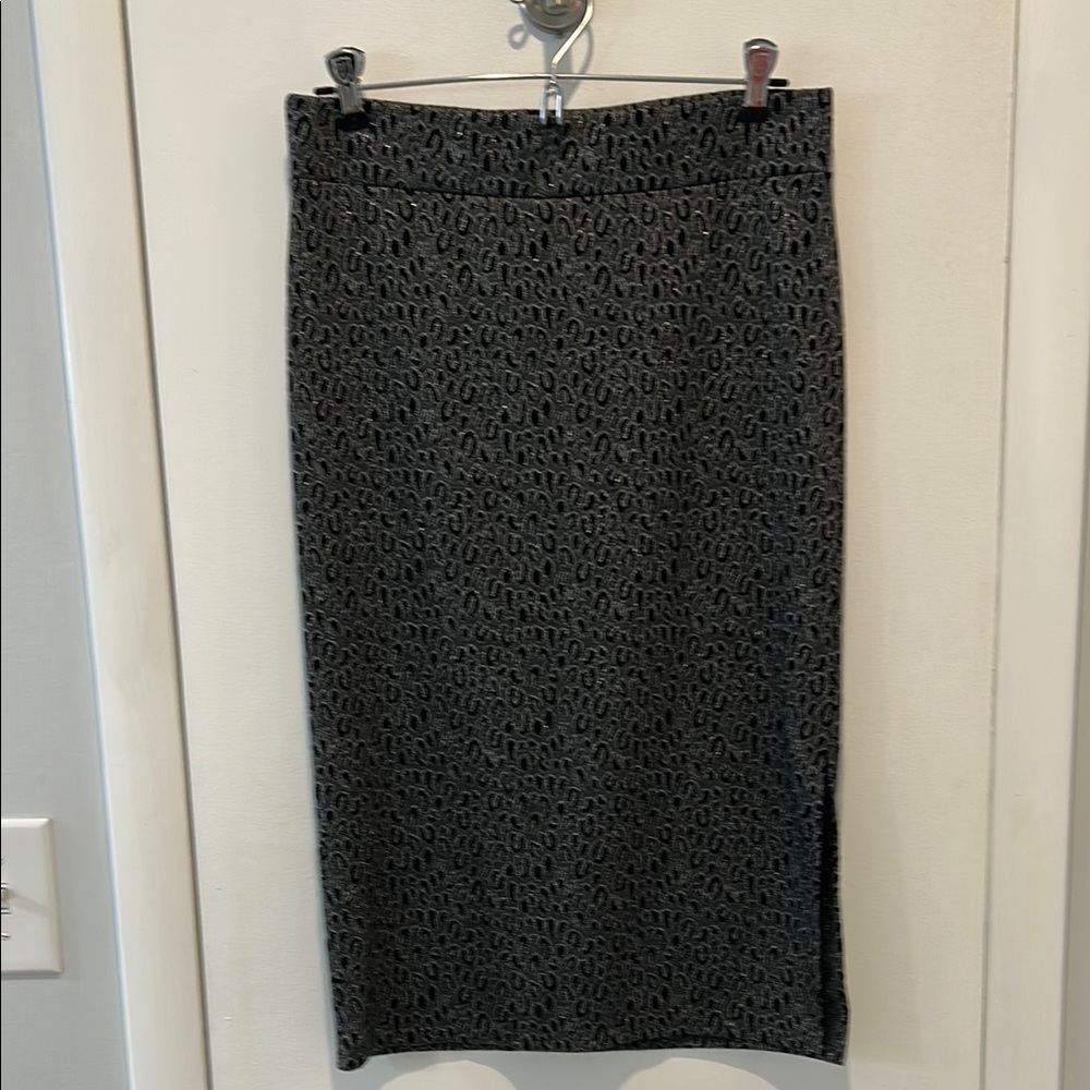 LOFT Black Midi Pencil Skirt with Slit